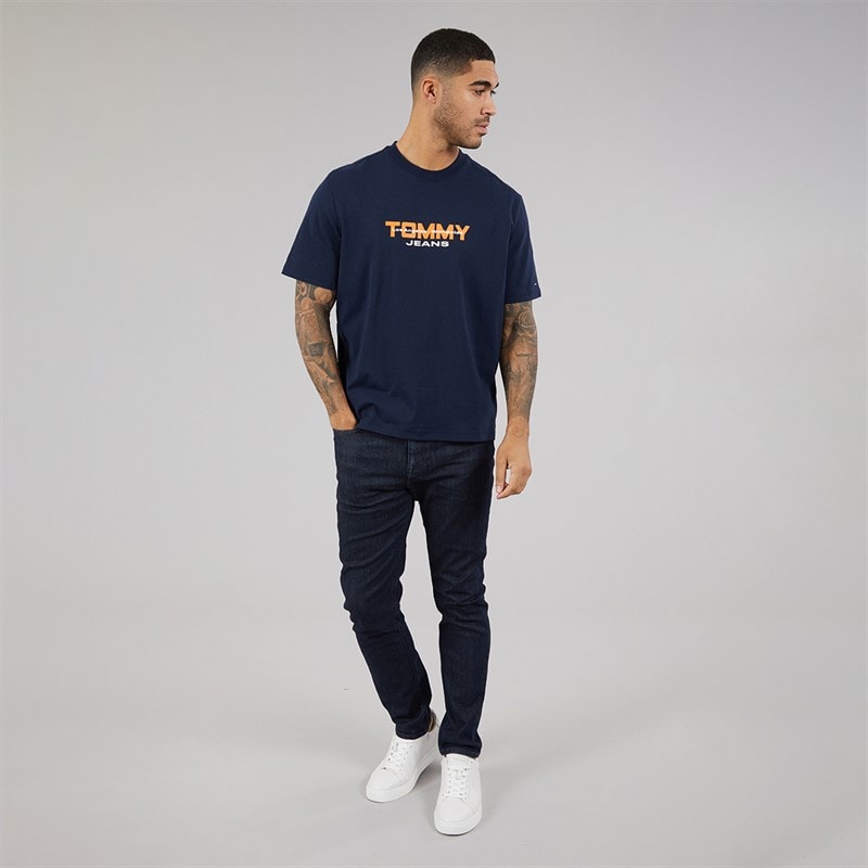Tommy Hilfiger Mens 90S TJ Block T-Shirt Dark Night Navy - Image 4