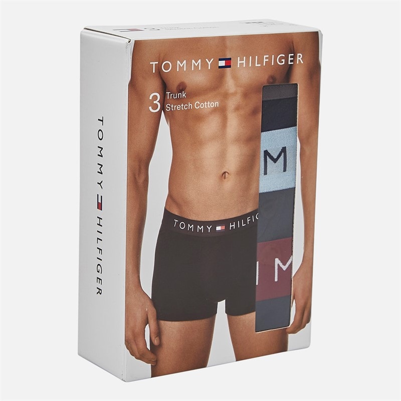 Tommy Hilfiger Mens Three Pack Trunks Dark Ash/Brzy Blu/Rouge - Image 2