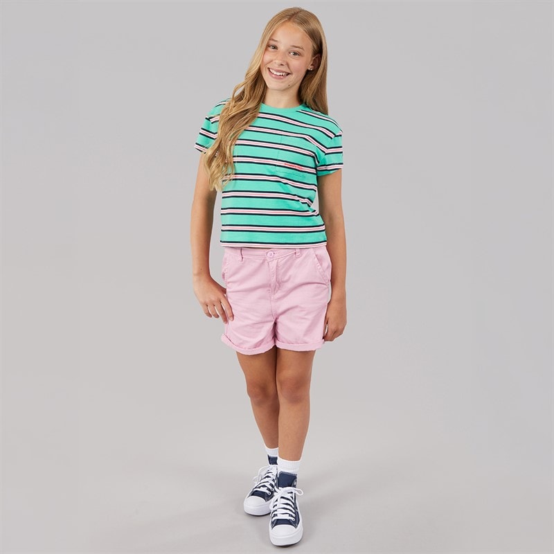 Tommy Hilfiger Girls Stripe Short Sleeve T-Shirt Tropical Tide Stripes - Image 4