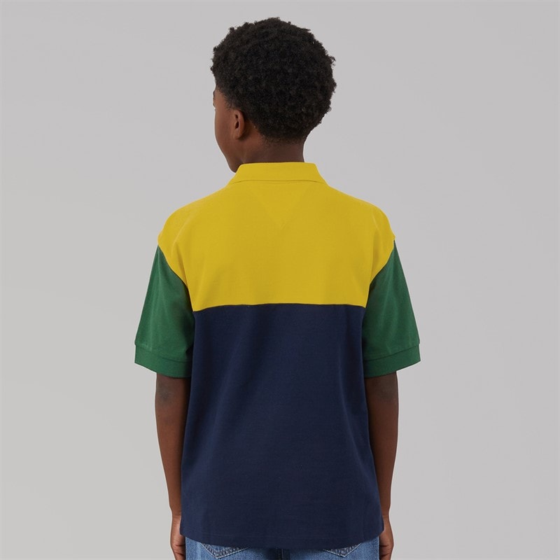 Tommy Hilfiger Boys Monotype Colourblock Polo Shirt Yellow Dahlia Colourblock - Image 3