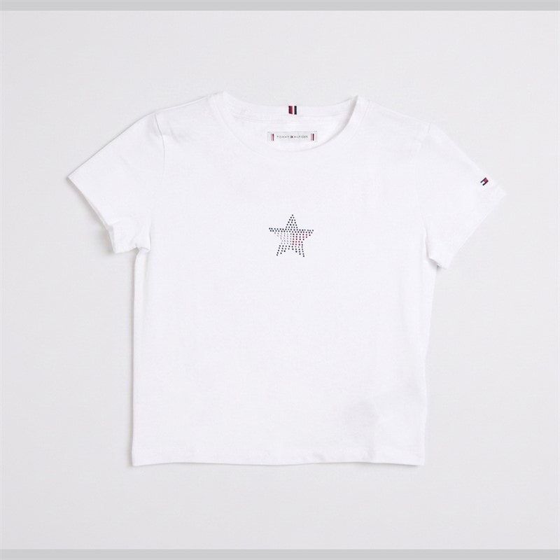 Tommy Hilfiger Girls Star Flag Short Sleeve T-Shirt White