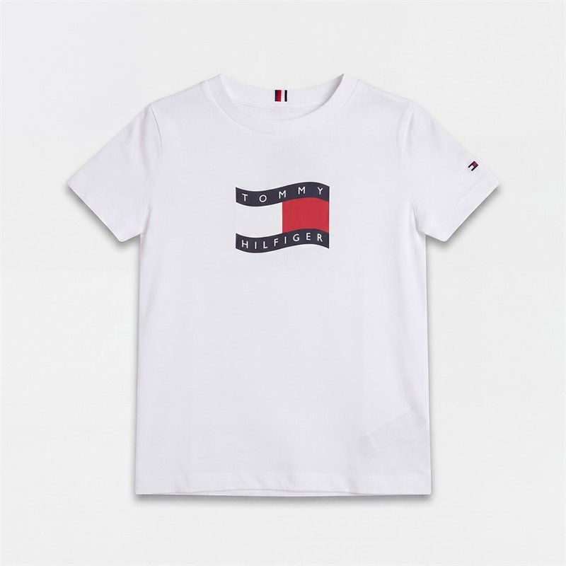Tommy Hilfiger Boys Wavy Flag T-Shirt White - Image 1