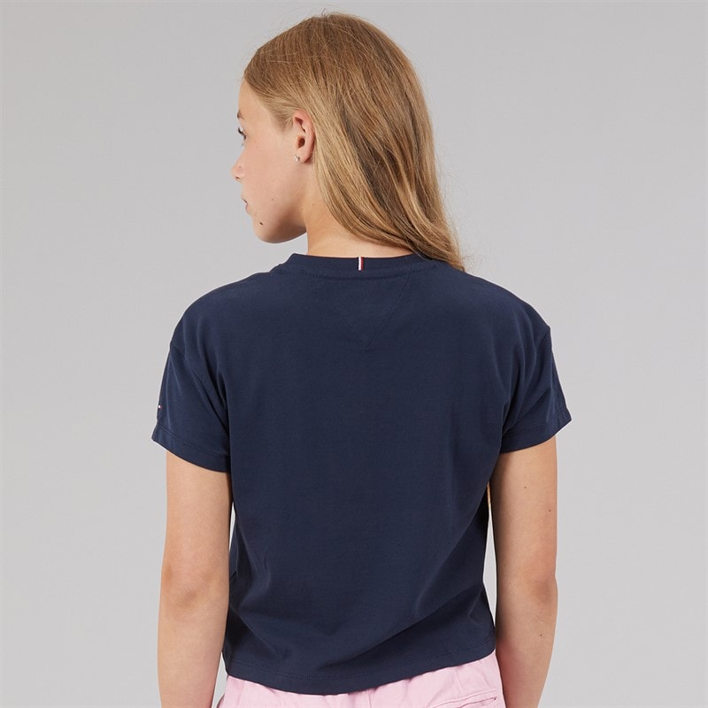 Tommy Hilfiger Girls Tommy Heart Embroidered T-Shirt Dark Night Navy - Image 2