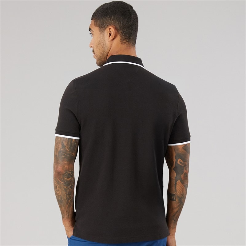 Tommy Hilfiger Mens Pique Undercollar Polo Black - Image 2