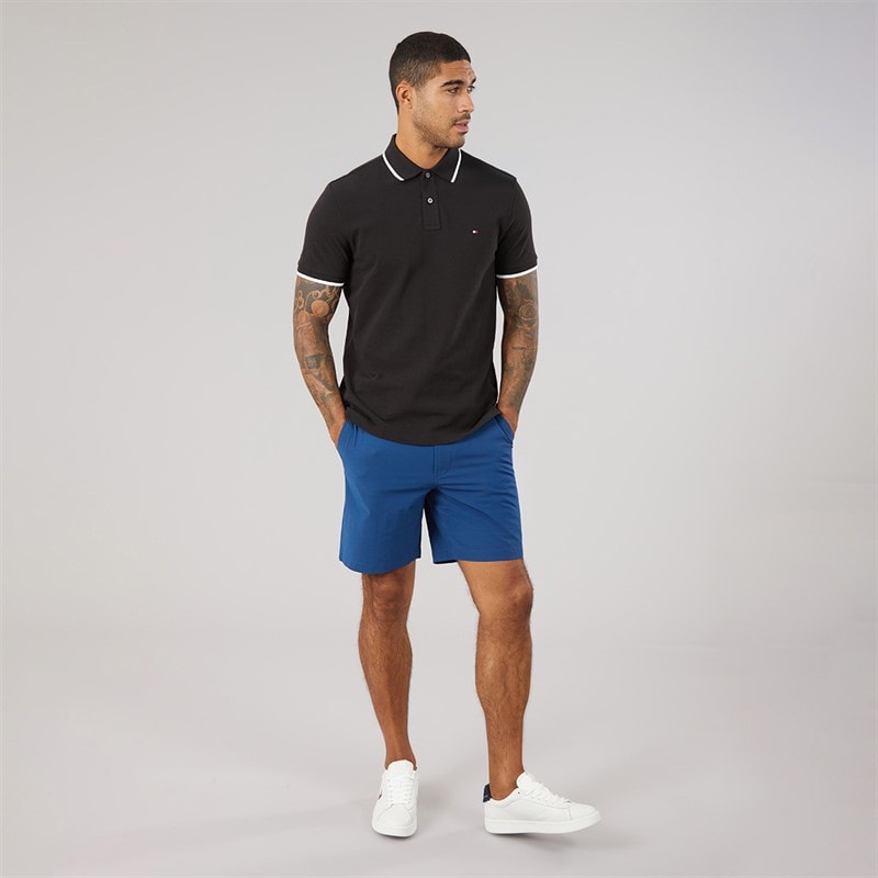 Tommy Hilfiger Mens Pique Undercollar Polo Black - Image 4