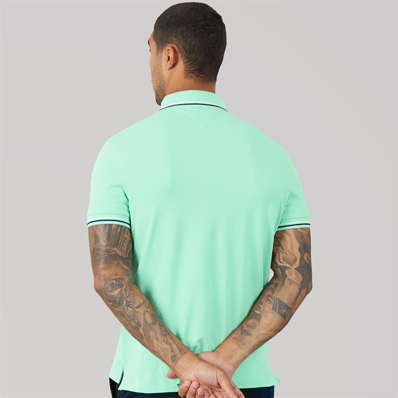 Tommy Hilfiger Mens Tipped Slim Fit Seas Polo Shirt Crushed Mint - Image 2