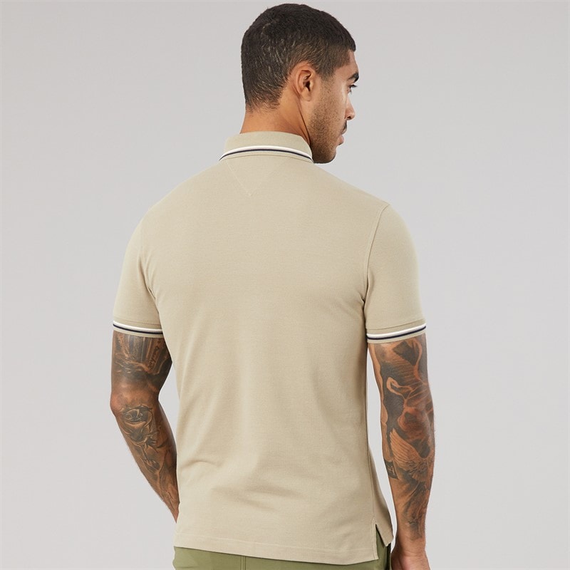 Tommy Hilfiger Mens Tipped Slim Fit Seas Polo Shirt Keystone - Image 2