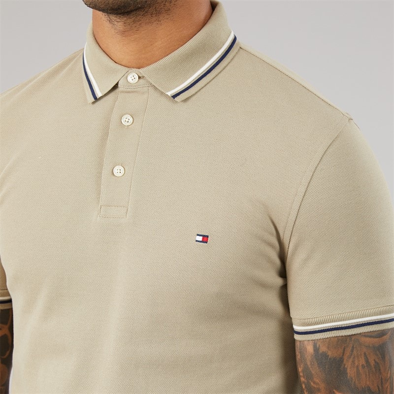 Tommy Hilfiger Mens Tipped Slim Fit Seas Polo Shirt Keystone - Image 5