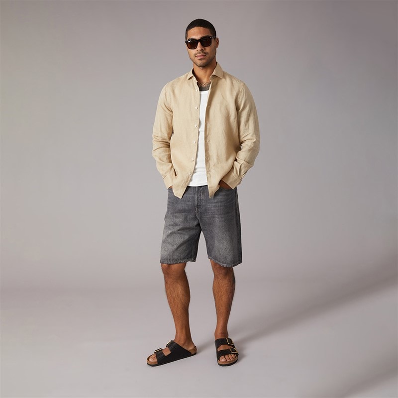Tommy Hilfiger Mens DC Linen Long Sleeve Shirt Sandalwood - Image 4
