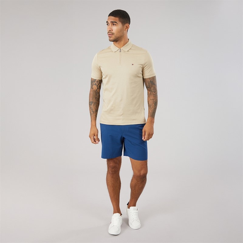 Tommy Hilfiger Mens Interlock Zip Regular Polo Shirt Sandalwood - Image 4