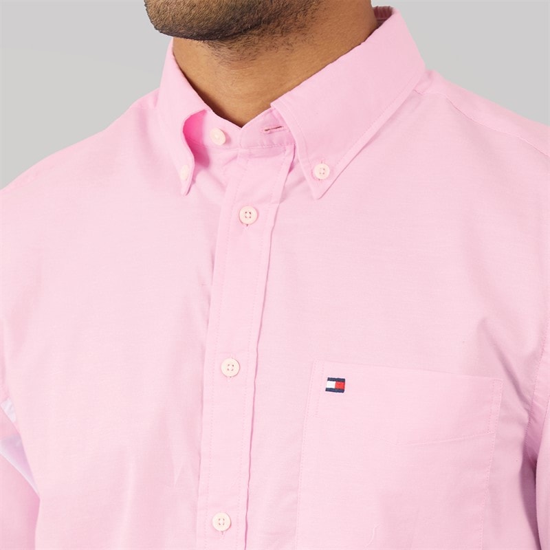 Tommy Hilfiger Mens Light Oxford Solid Long Sleeve Shirt Rose Petal - Image 3