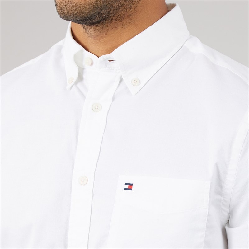 Tommy Hilfiger Mens Light Oxford Solid Long Sleeve Shirt White - Image 3
