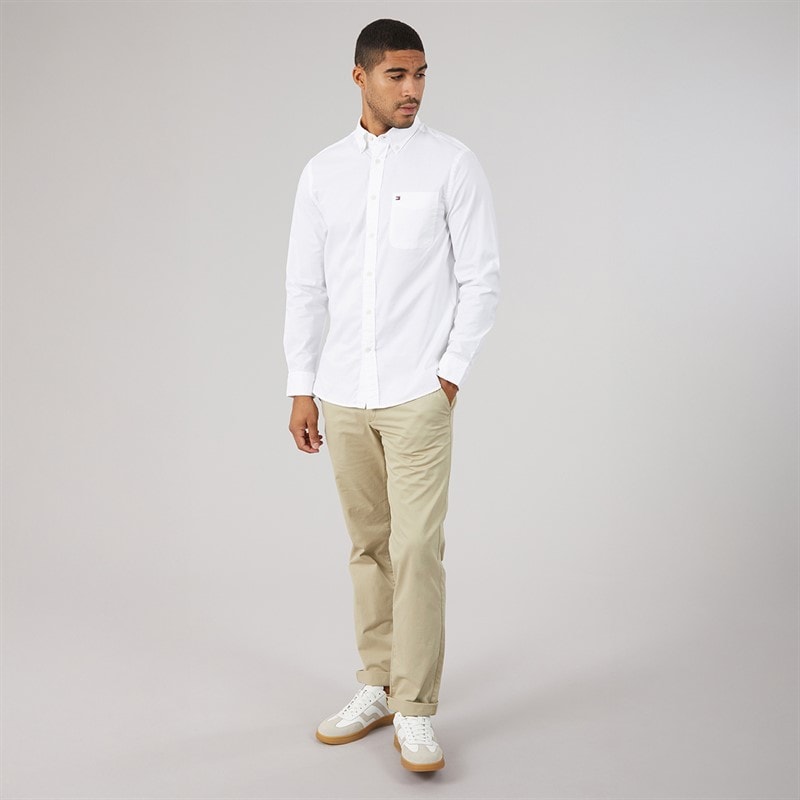 Tommy Hilfiger Mens Light Oxford Solid Long Sleeve Shirt White - Image 4