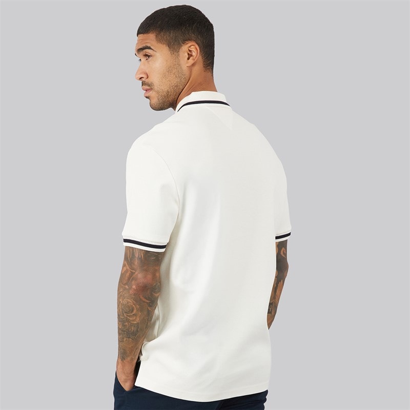 Tommy Hilfiger Mens TH Script Classic Fit Polo Shirt Ivory Petal - Image 2
