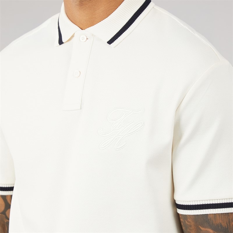 Tommy Hilfiger Mens TH Script Classic Fit Polo Shirt Ivory Petal - Image 5