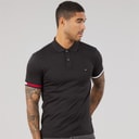 Tommy Hilfiger Mens RWB Cuff Liquid Polo Shirt Black