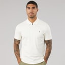 Tommy Hilfiger Mens Interlock Zip Regular Polo Shirt Ivory Petal