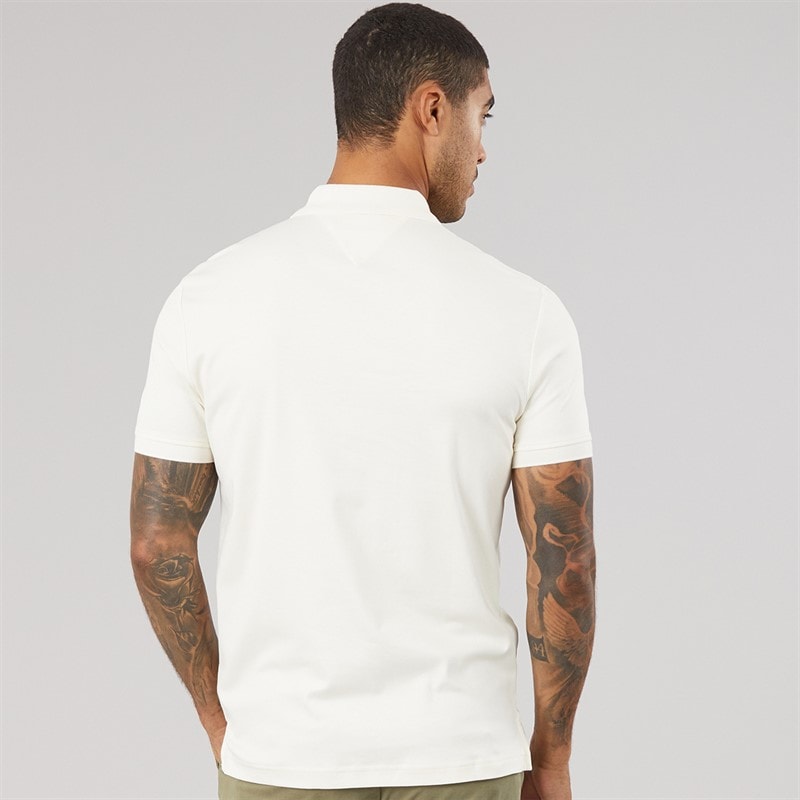 Tommy Hilfiger Mens Interlock Zip Regular Polo Shirt Ivory Petal - Image 2