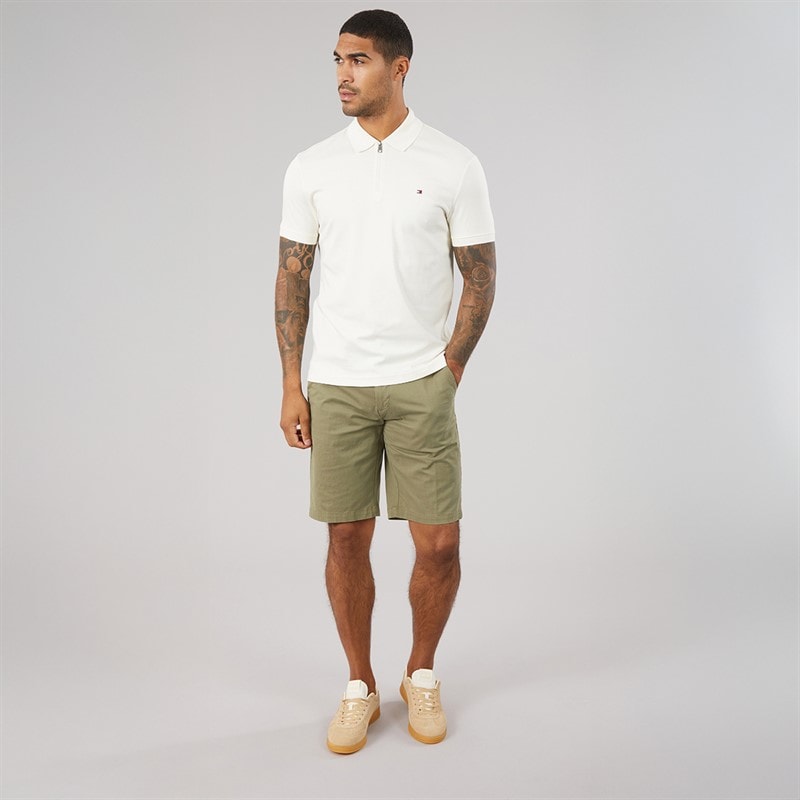 Tommy Hilfiger Mens Interlock Zip Regular Polo Shirt Ivory Petal - Image 4
