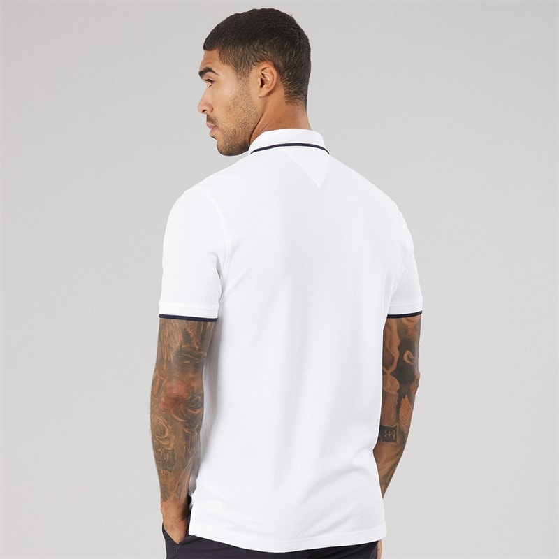 Tommy Hilfiger Mens Pique Undercollar Polo Shirt White - Image 2
