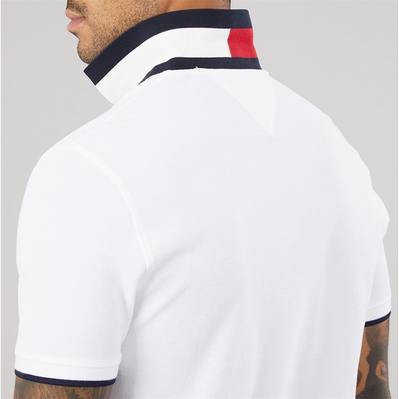 Tommy Hilfiger Mens Pique Undercollar Polo Shirt White - Image 5