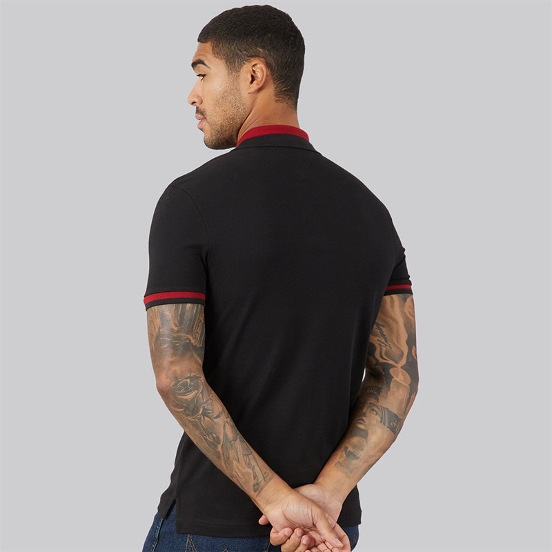 Tommy Hilfiger Mens Contrast Collar Block Polo Shirt Black - Image 2