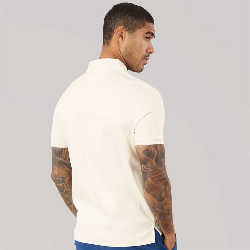 Tommy Hilfiger Mens Collar Intrest Polo Shirt Ivory Petal - Image 2