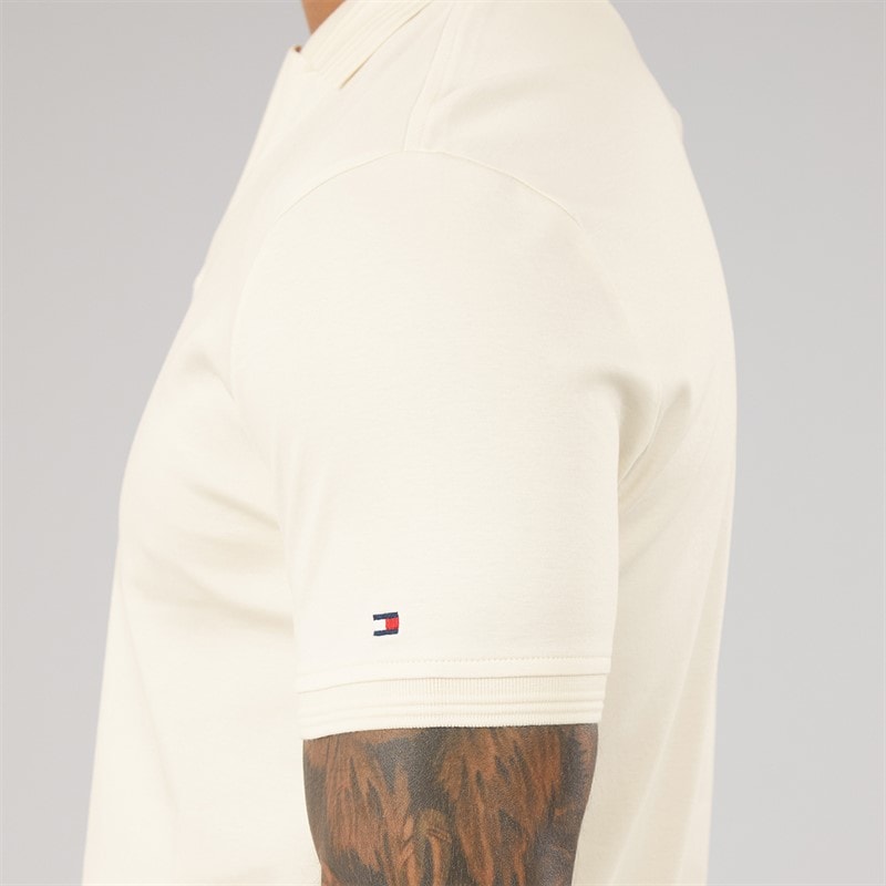 Tommy Hilfiger Mens Collar Intrest Polo Shirt Ivory Petal - Image 5