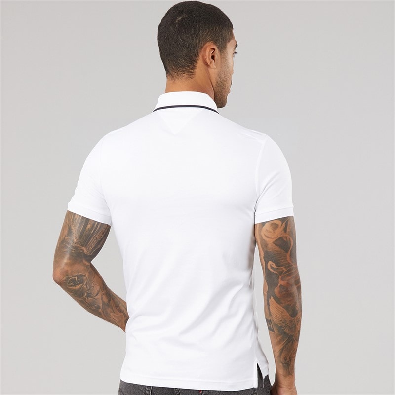 Tommy Hilfiger Mens Liquid Cotton Tipped Polo Shirt White - Image 2