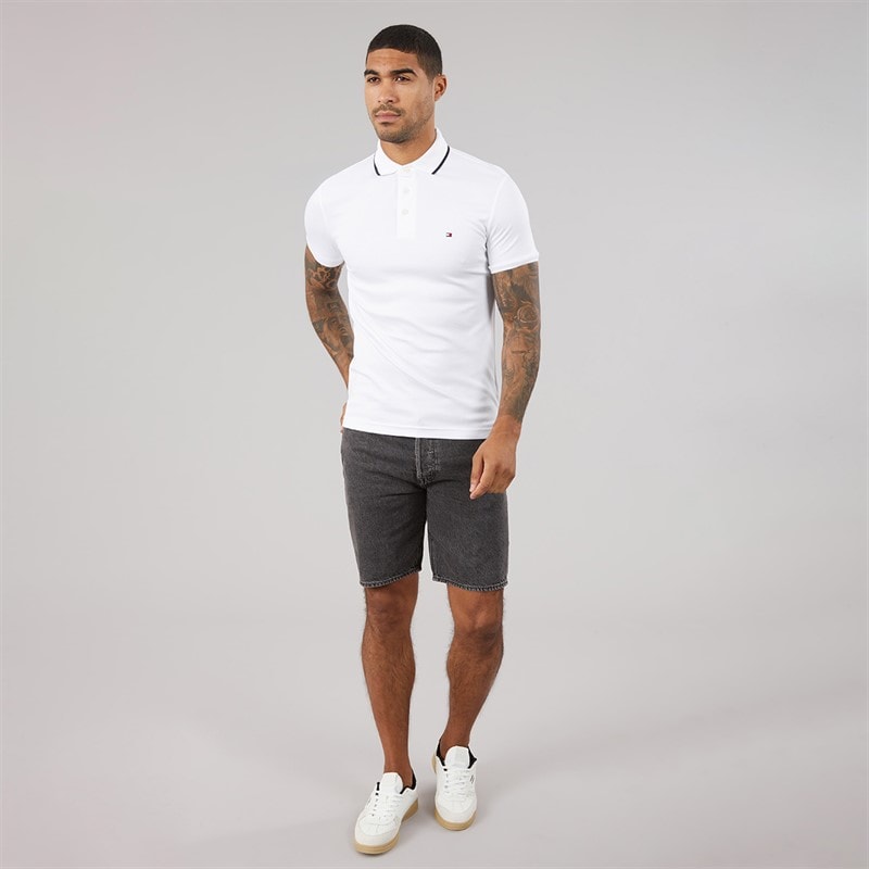 Tommy Hilfiger Mens Liquid Cotton Tipped Polo Shirt White - Image 4