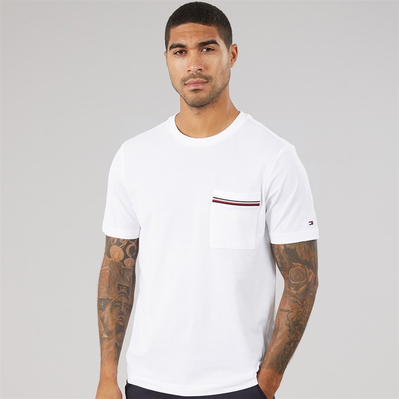 Tommy Hilfiger Mens Global Stripe Pique T-Shirt White