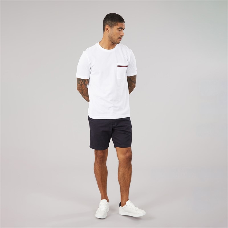 Tommy Hilfiger Mens Global Stripe Pique T-Shirt White - Image 4