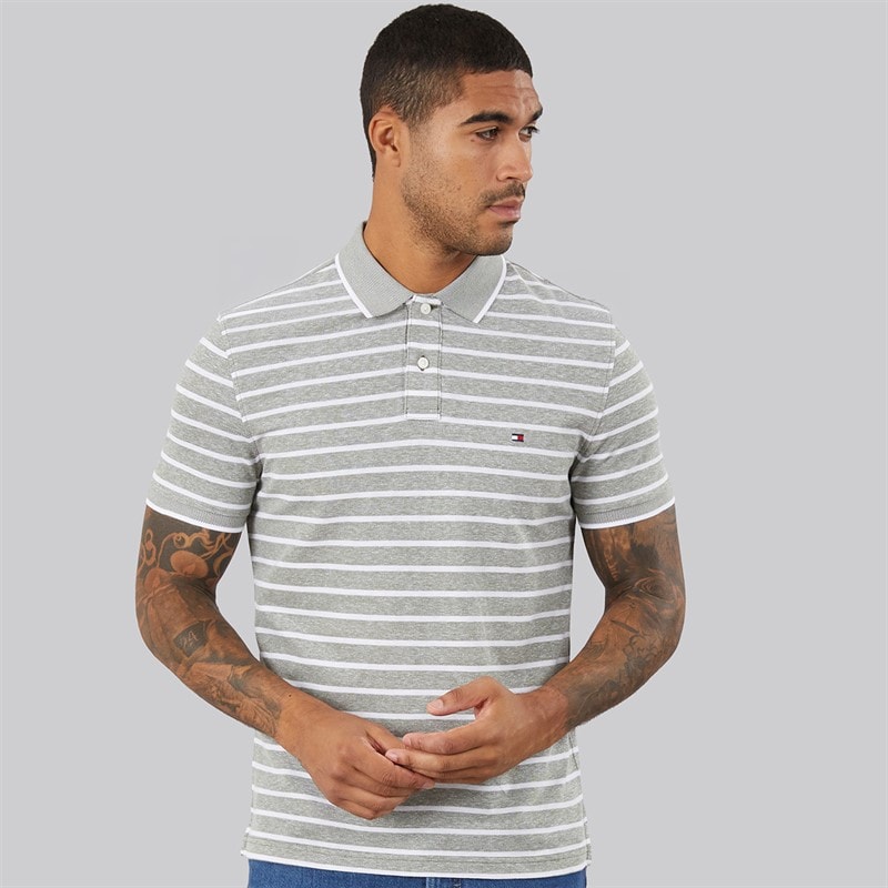 Tommy Hilfiger Mens Cotton Linen Pique Polo Shirt Dark Artichoke/White - Image 3
