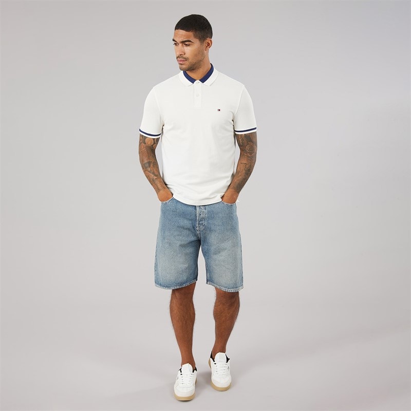 Tommy Hilfiger Mens Contrast Collar Block Polo Shirt Ivory Petal - Image 4