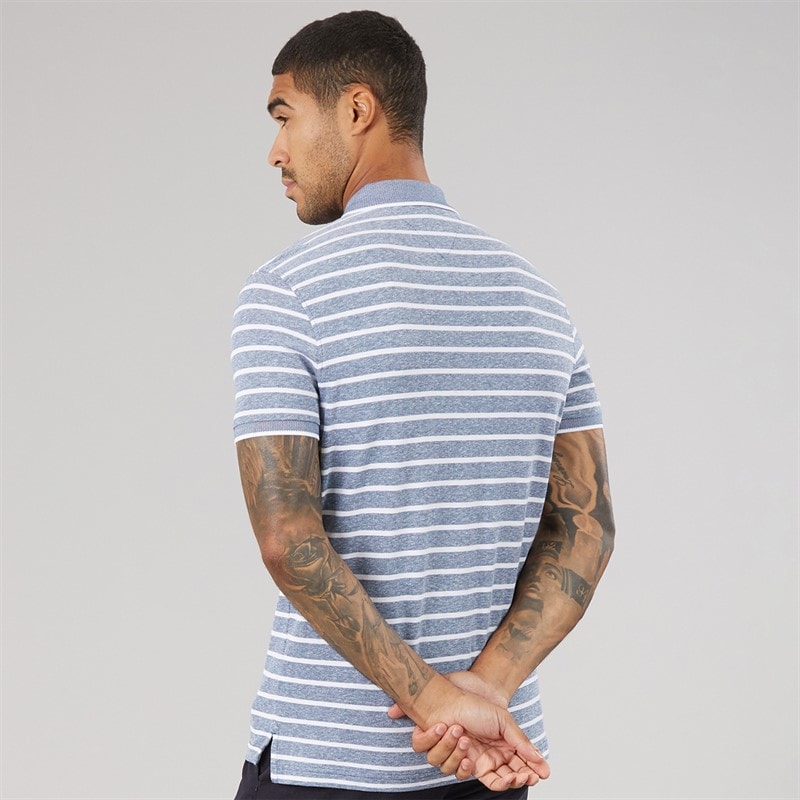 Tommy Hilfiger Mens Cotton Linen Pique Polo Shirt Blue Jean/White - Image 2