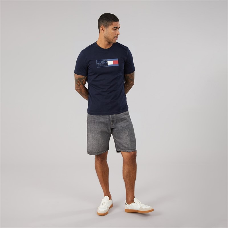 Tommy Hilfiger Mens Brand Love Text Box T-Shirt Desert Sky - Image 4