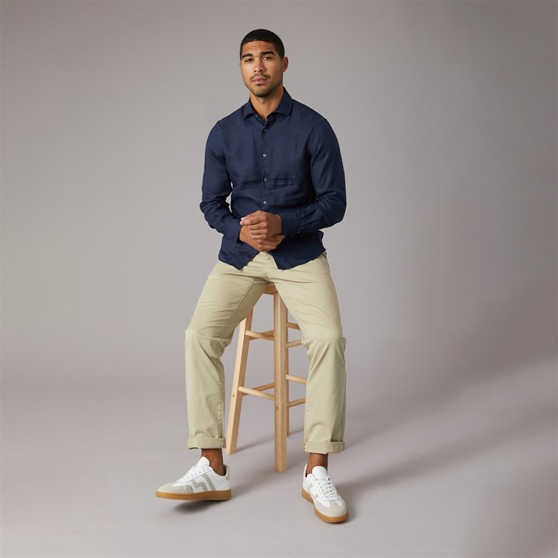 Tommy Hilfiger Mens DC Linen Long Sleeve Shirt Navy Iris - Image 4