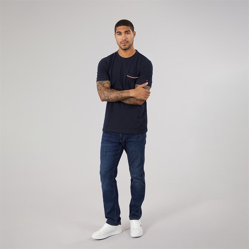 Tommy Hilfiger Mens Global Stripe Pique T-Shirt Desert Sky - Image 4