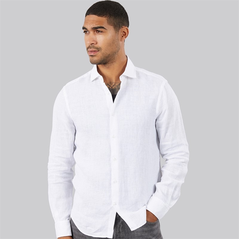 Tommy Hilfiger Mens DC Linen Long Sleeve Shirt Optic White - Image 3
