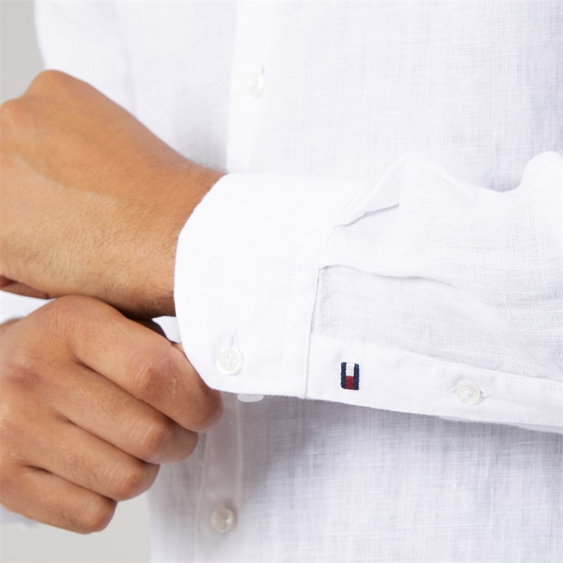 Tommy Hilfiger Mens DC Linen Long Sleeve Shirt Optic White - Image 5