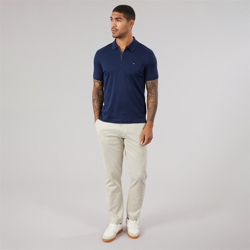 Tommy Hilfiger Mens Interlock Zip Reg Polo Shirt Carbon Navy - Image 4