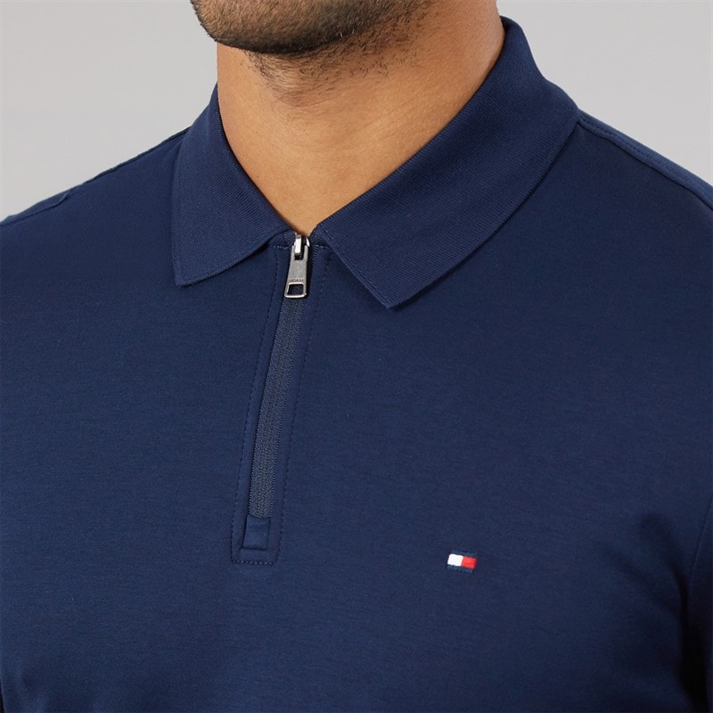 Tommy Hilfiger Mens Interlock Zip Reg Polo Shirt Carbon Navy - Image 5