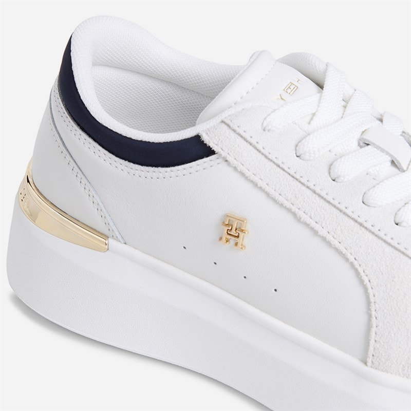 Tommy Hilfiger Womens Satin Platform Trainers Ecru/Space Blue - Image 5