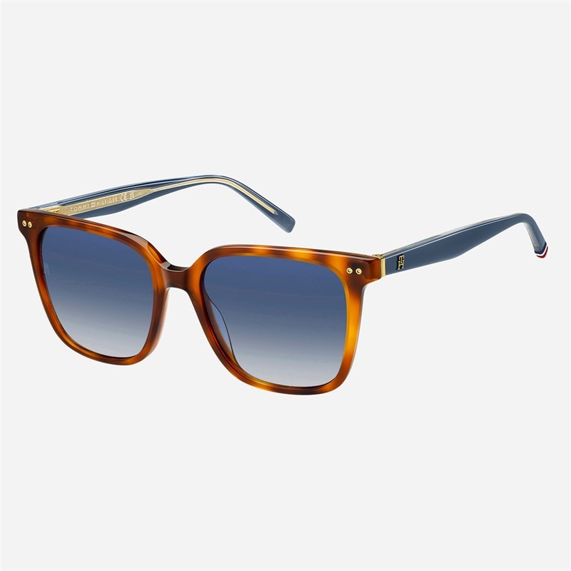 Tommy Hilfiger Womens Square Sunglasses Red Havana