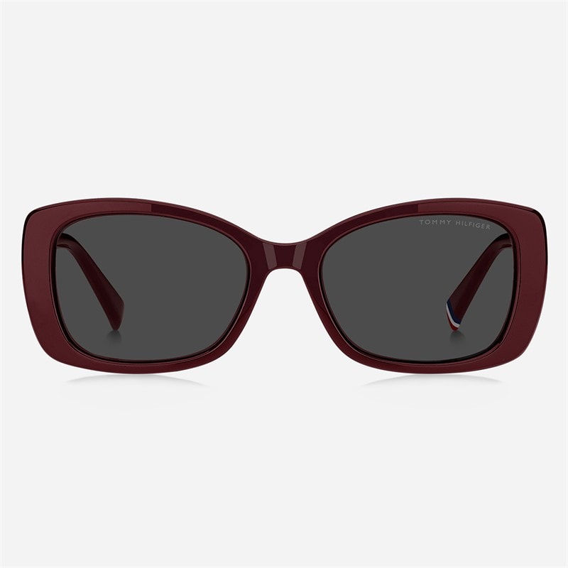 Tommy Hilfiger Womens Rectangular Sunglasses Burgundy 2 - Image 2