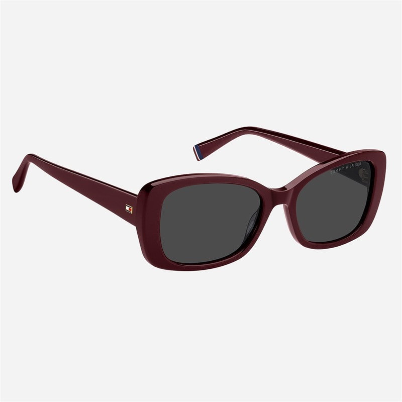 Tommy Hilfiger Womens Rectangular Sunglasses Burgundy 2 - Image 3