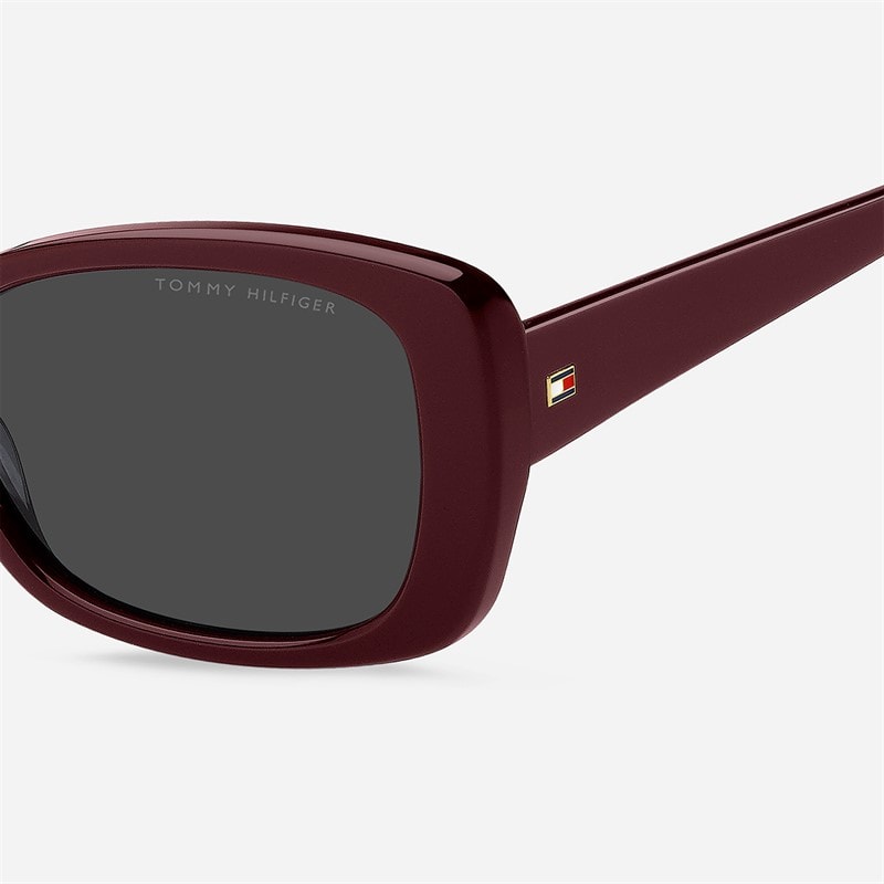 Tommy Hilfiger Womens Rectangular Sunglasses Burgundy 2 - Image 4