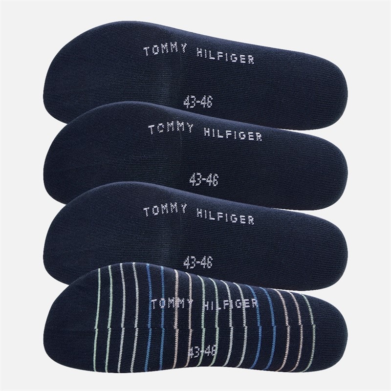 Tommy Hilfiger Mens Check Stripe Four Pack Crew Socks Navy - Image 2