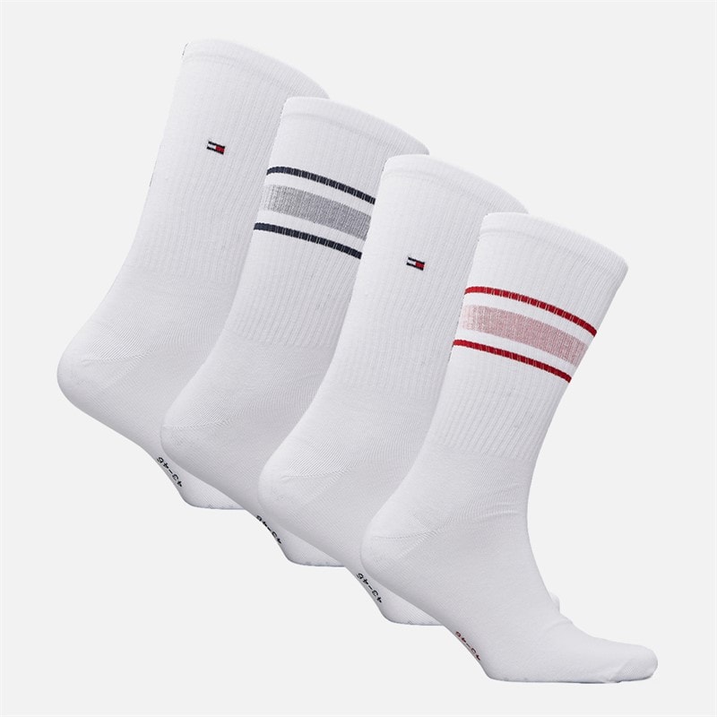 Tommy Hilfiger Mens Four Pack Gift Box Crew Socks White - Image 2