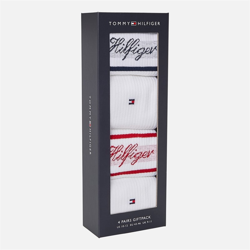 Tommy Hilfiger Mens Four Pack Gift Box Crew Socks White - Image 4
